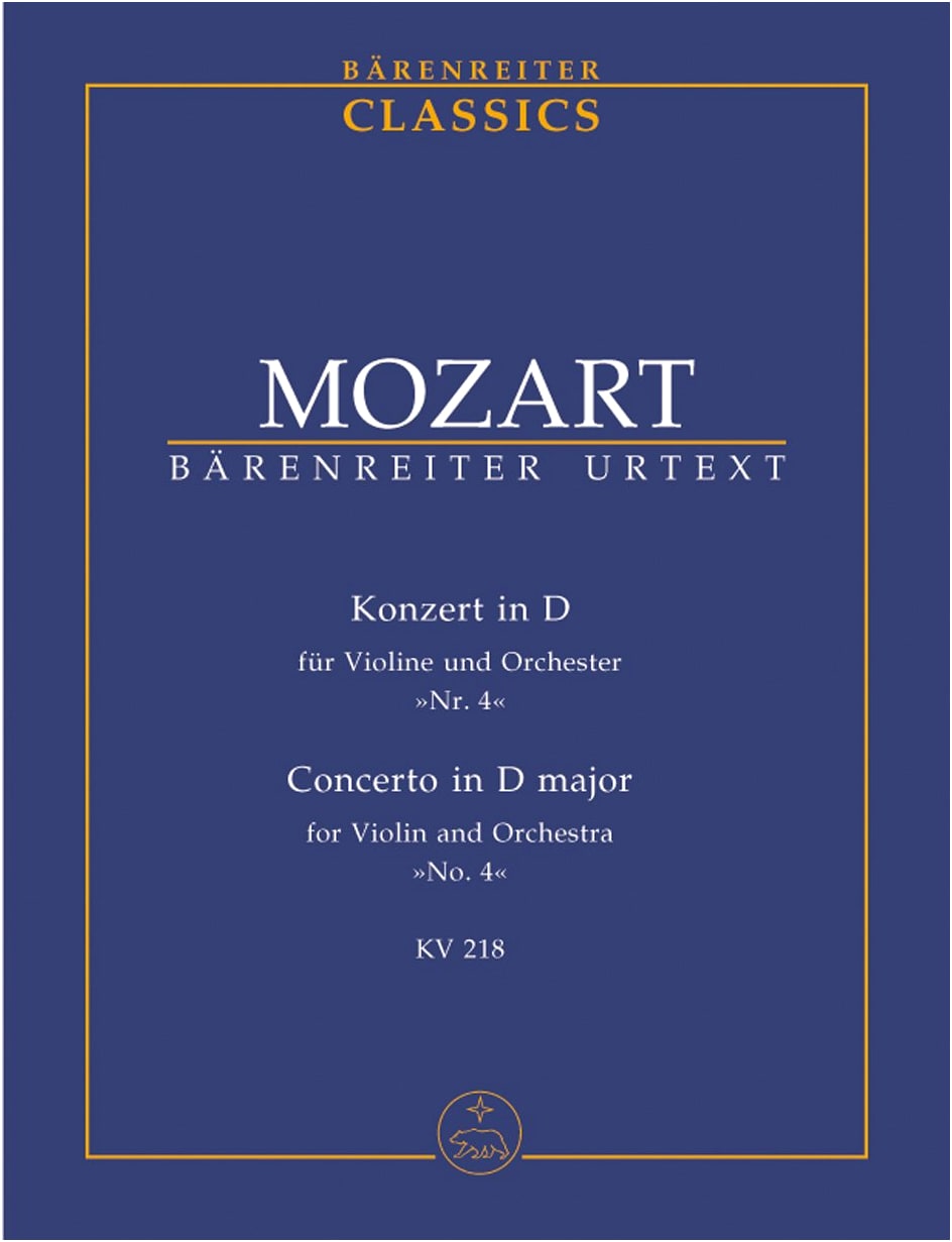 Mozart: Violin Concerto No. 4 in D Major, KV 218 / Bärenreiter / New Mozart Edition / Study Score