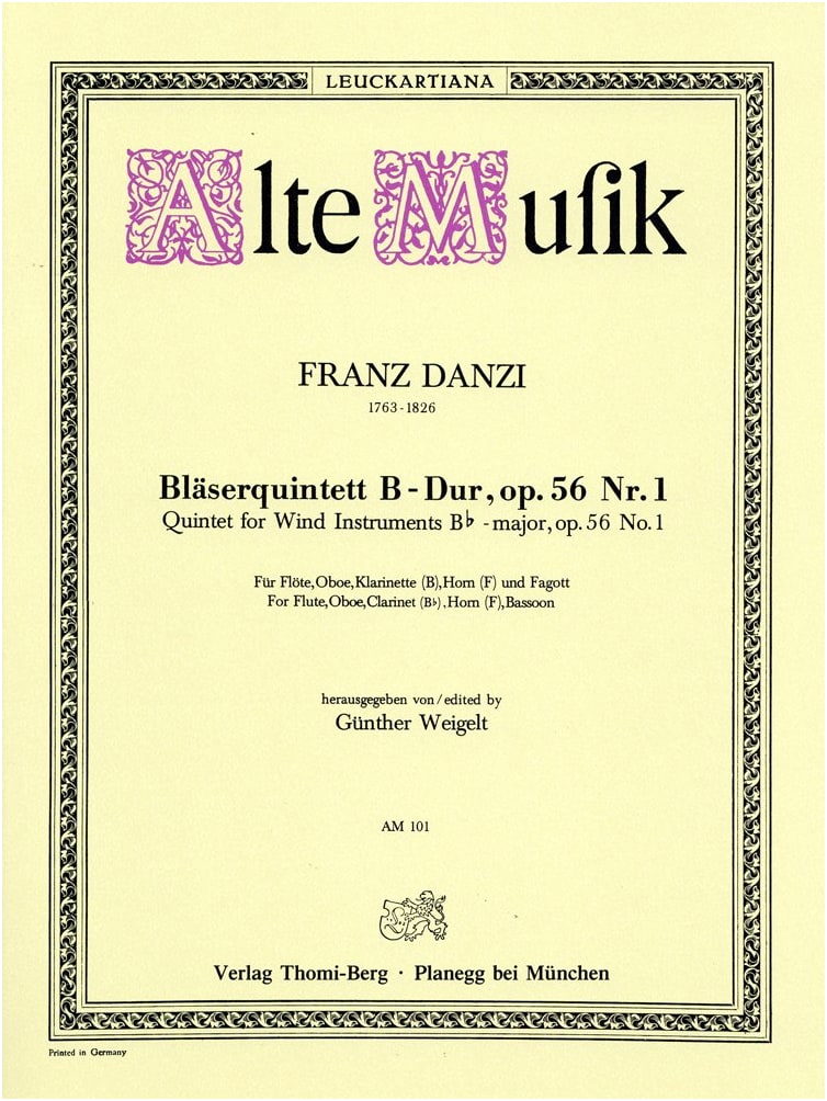 Danzi: Woodwind Quintet No. 1 in B-flat Major, Op. 56/1