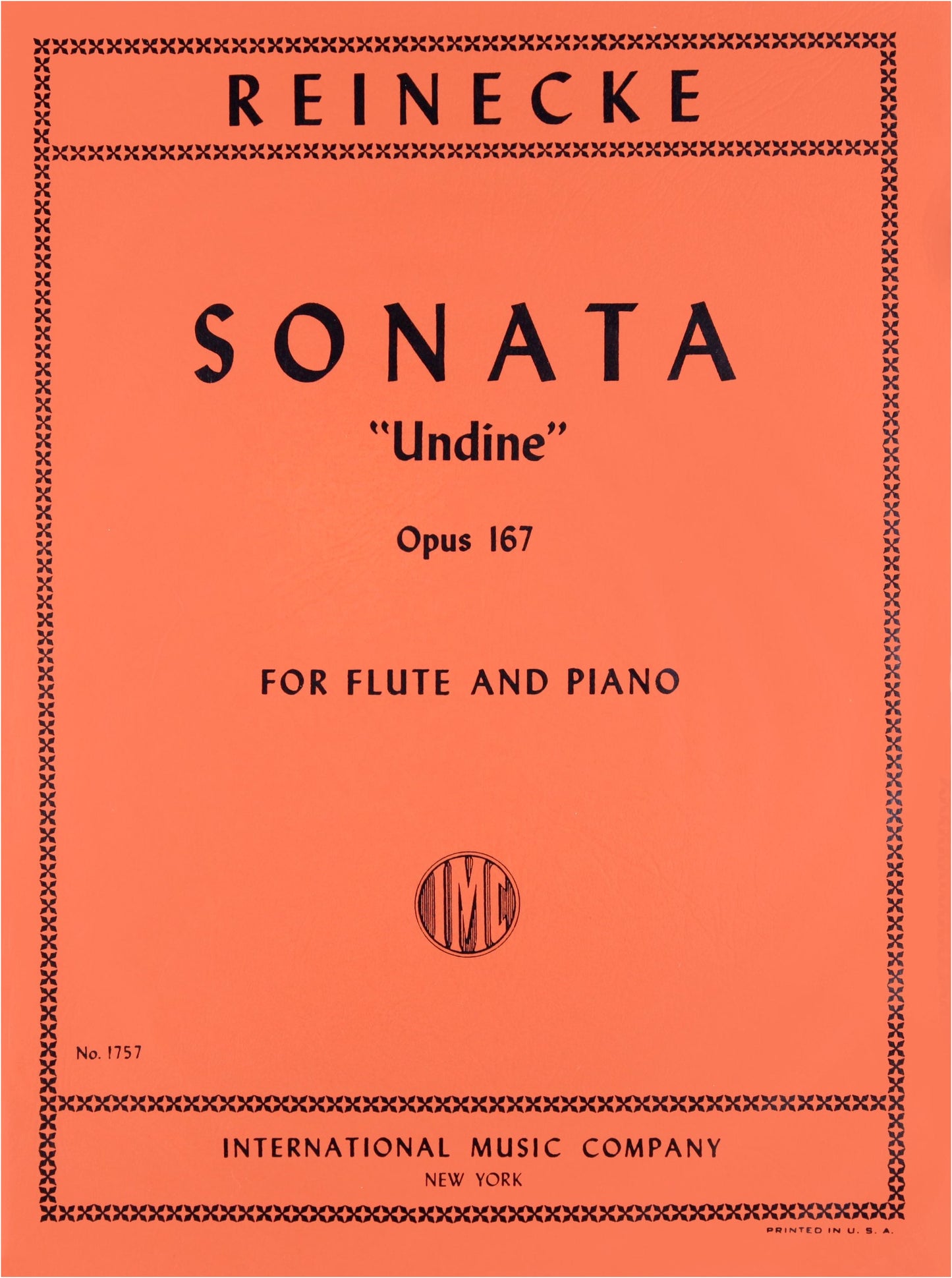 Reinecke: Flute Sonata Op. 167 'Undine (Water Spirit)' / International Music Co. / Solo with Piano Accompaniment