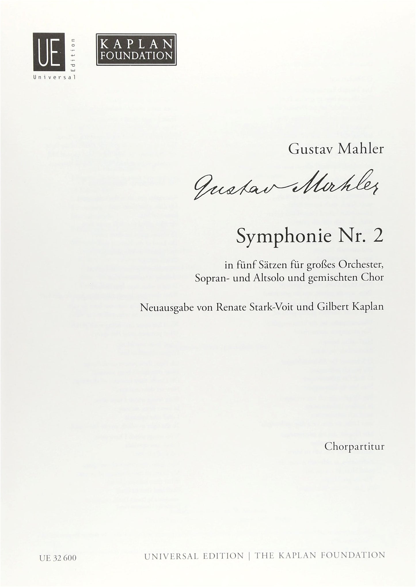 Mahler: Symphony No. 2 'Resurrection', 5th Movement (German/English Choral Score)