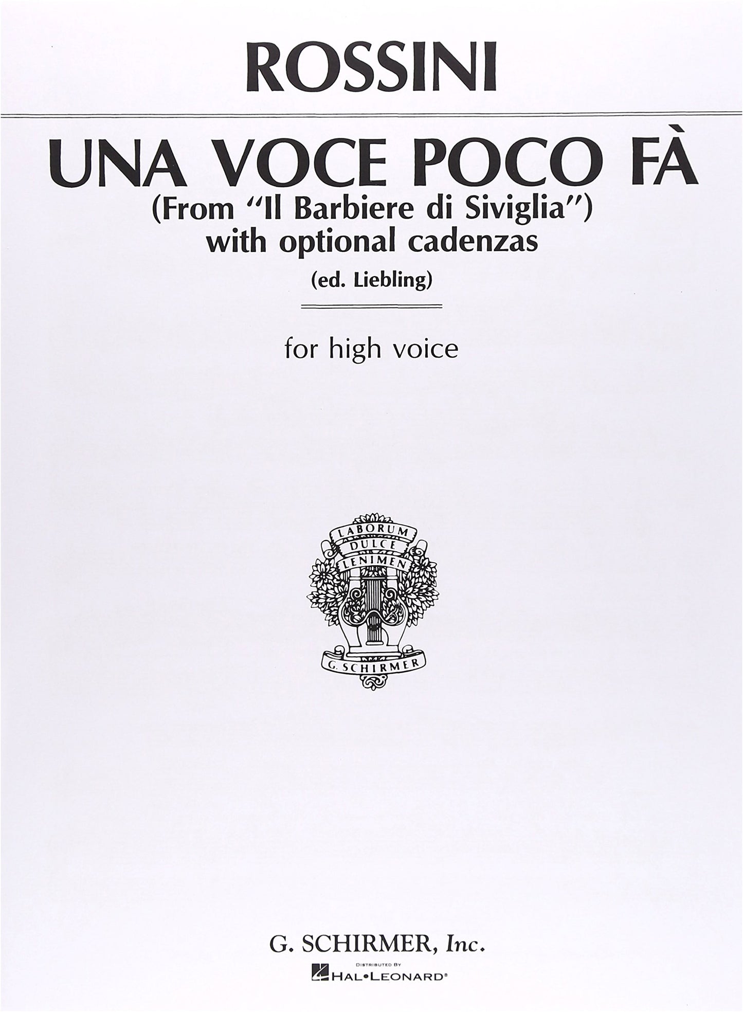 Rossini: "Una voce poco fa" from The Barber of Seville (Vocal Score for High Voice)