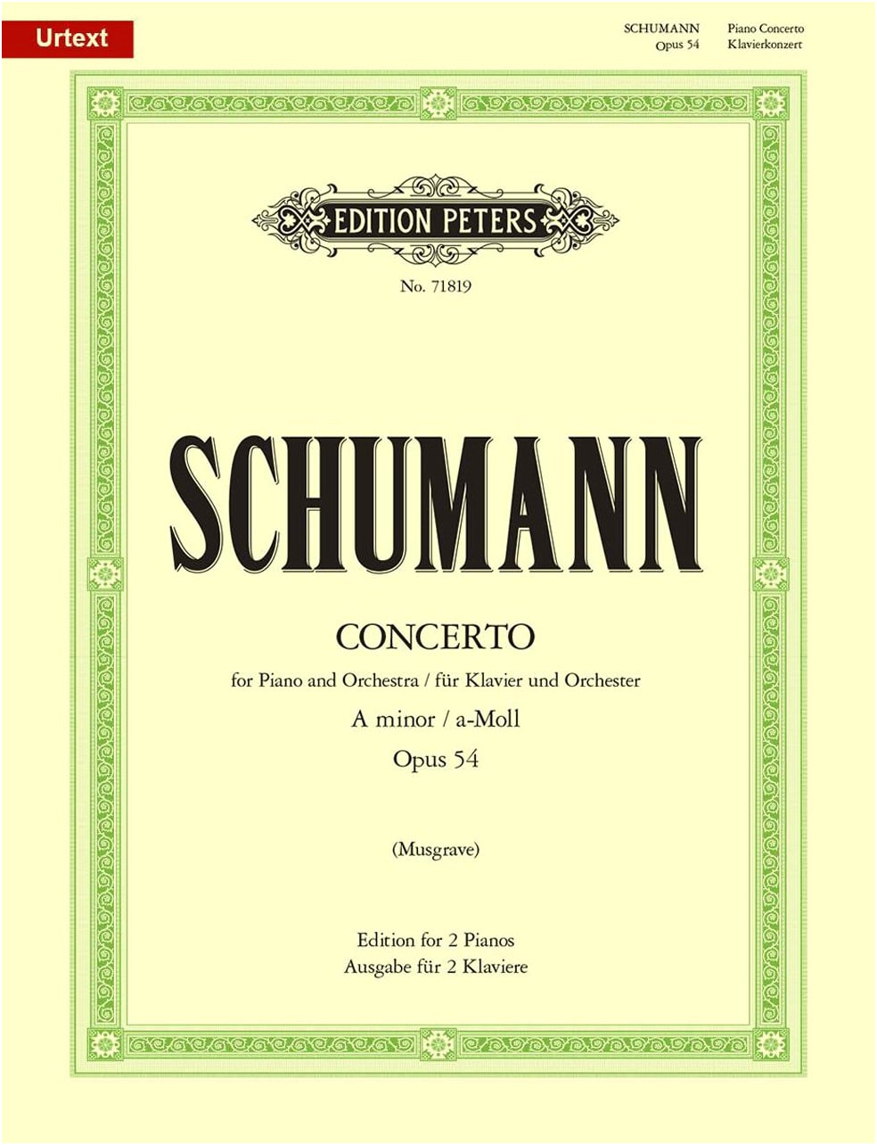 Schumann: Piano Concerto in A Minor, Op. 54 for Piano Solo (Peters Edition)