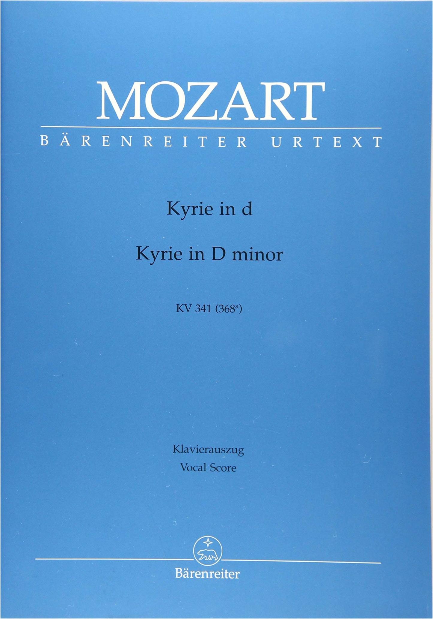 Mozart: Kyrie in D minor, KV 341 (Latin). Urtext Edition edited by Holl. Choral Work.