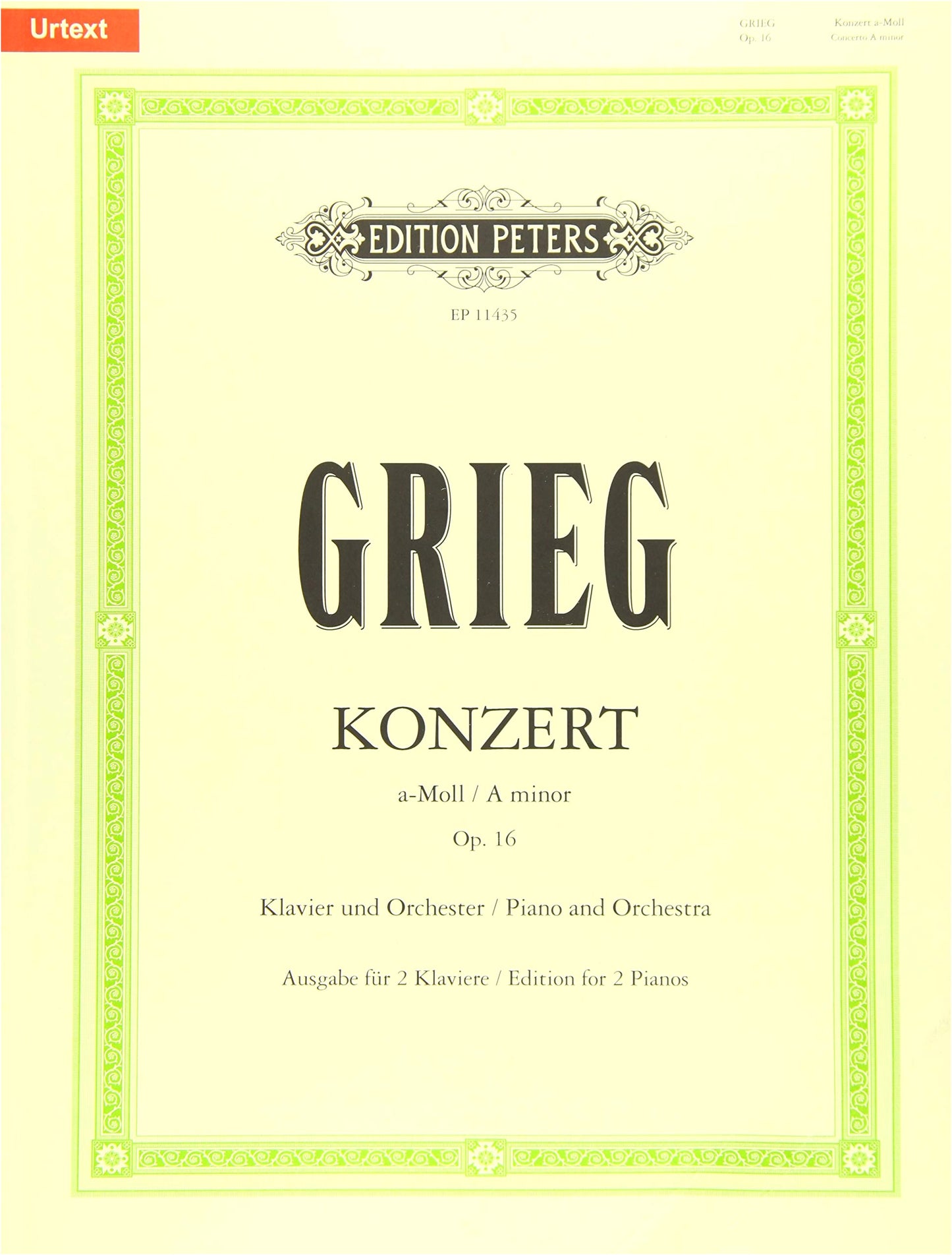 Grieg: Piano Concerto in A minor, Op. 16 / Urtext / Burmeister Piano Reduction