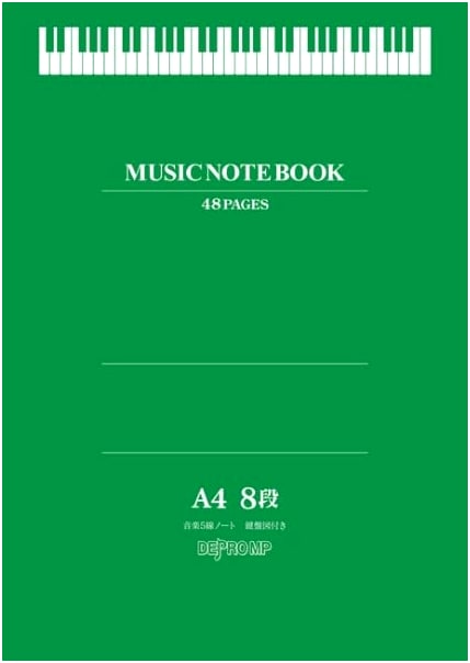 A4 Music Staff Notebook: 8 Staves & Keyboard Diagrams