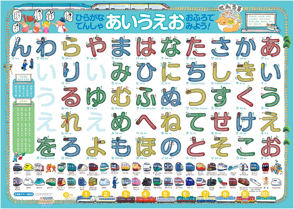 Hiragana Train A-I-U-E-O: Trace & Learn Bath Poster