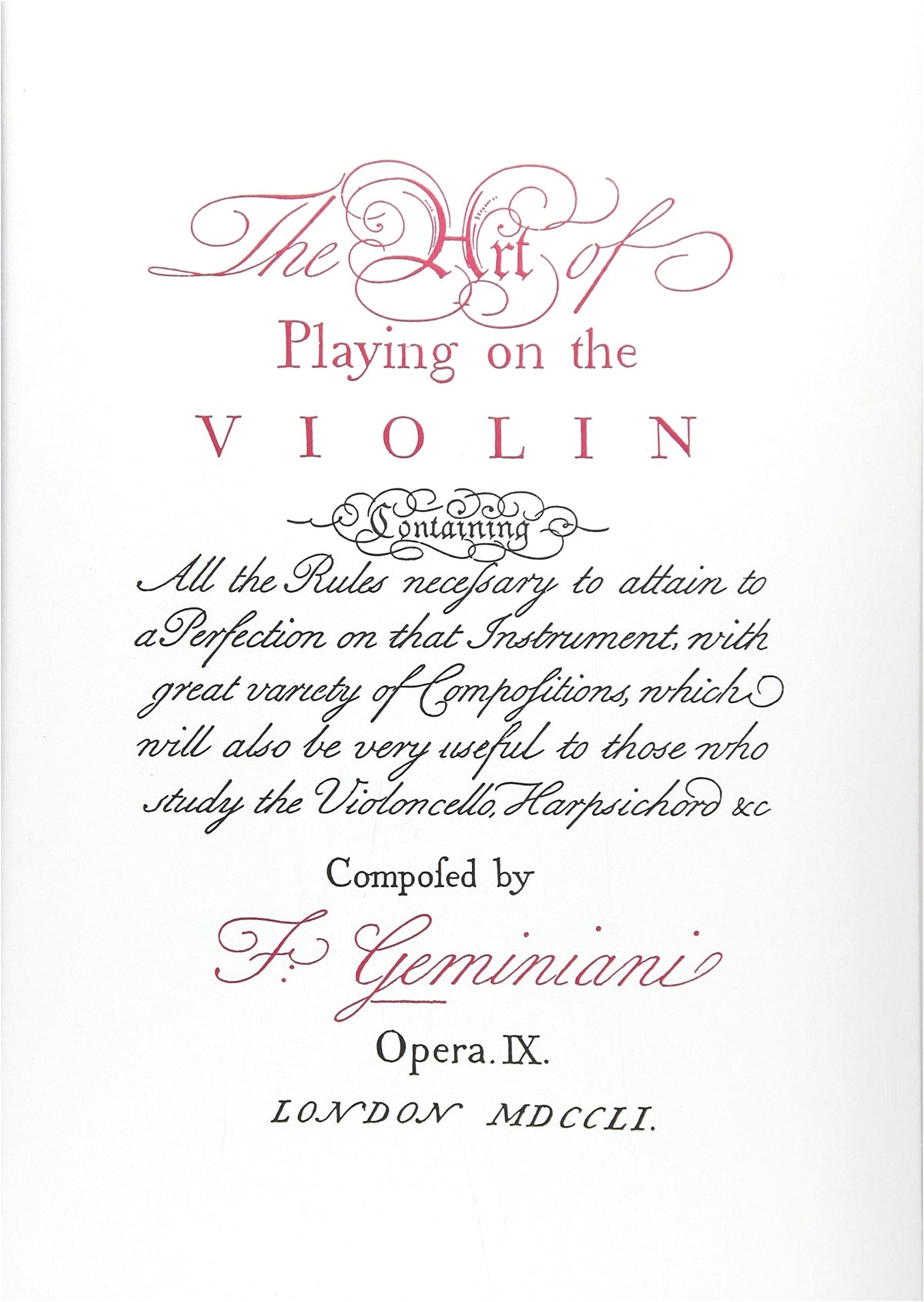 Geminiani: Baroque Violin Technique – Commentary by Simon Morris, Translated by Tomoo Uchida