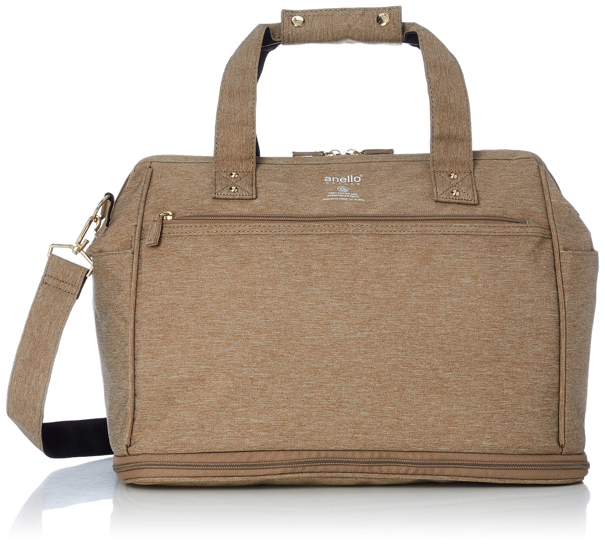 Anello Grande GT-C3341 SPS Shoulder Bag, Lightweight, Water Repellent, Heathered Poly, 2-Way Expansion Boston, biege