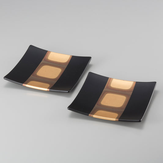 Kodaibaku Square Plate (Black S) Set of 2