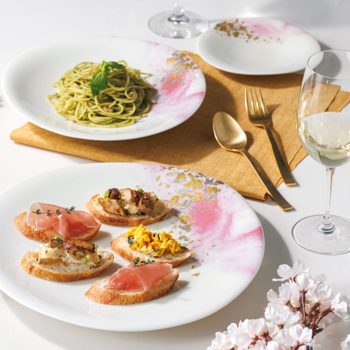 Watercolor-SAKURA- Plate (S) Set of 2｜Kanazawa Gold Leaf | HAKUICHI STYLE