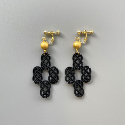 Haku Mizuhiki Hachi (Black) Earrings