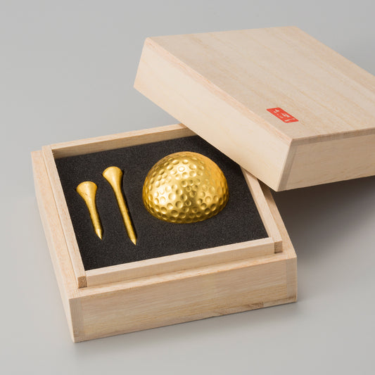 Gold Leaf Golf Ball & Tee Set (Single)