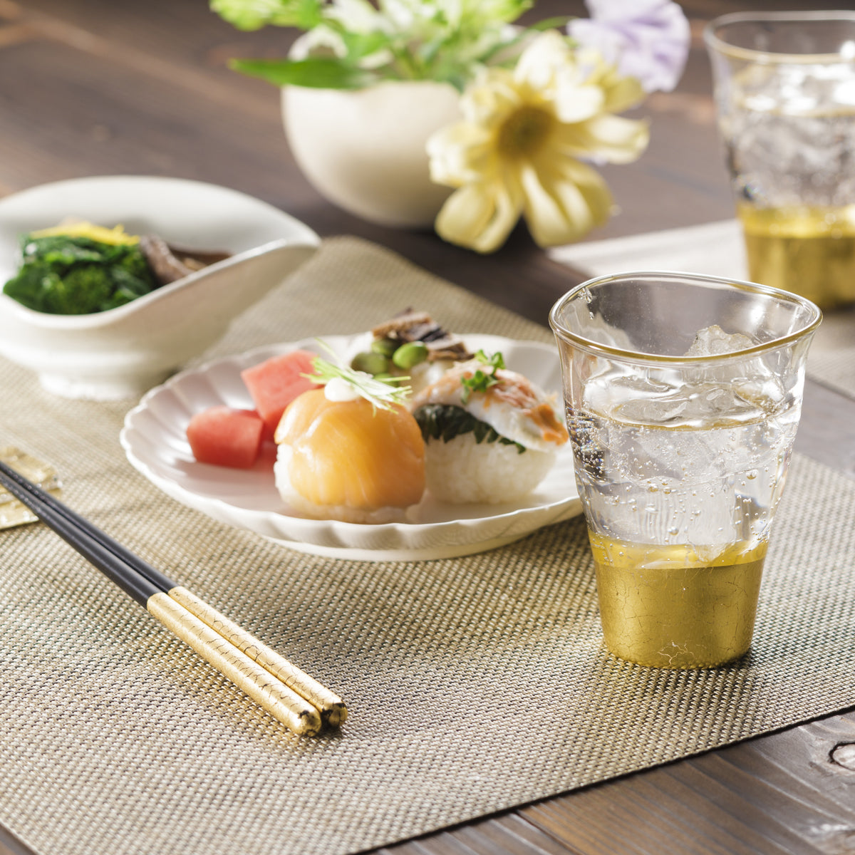 Crackle-Glazed Gold Leaf Tumblers (Set of 2)