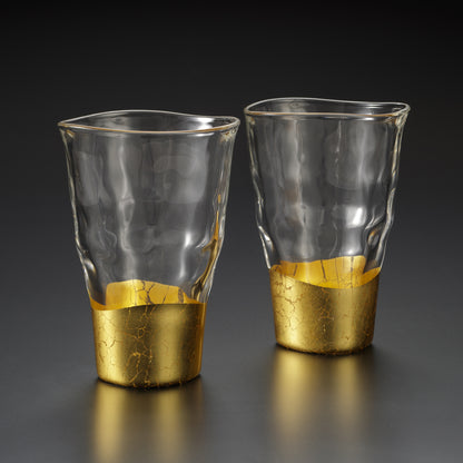Crackle-Glazed Gold Leaf Tumblers (Set of 2)