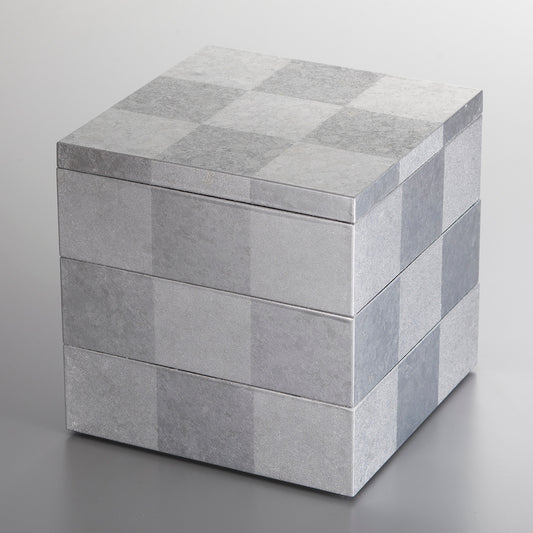 Ichimatsu Three-Tiered Box (Silver)