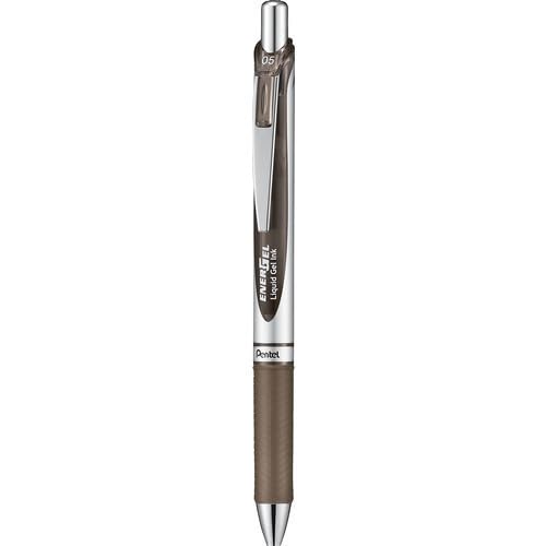 Pentel EnerGel Ballpoint Pen, 0.5mm, Silver Axis, Sepia BLN75Z-SP
