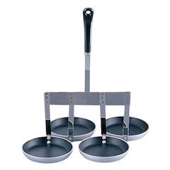 Endoshoji BKK1001 Commercial 4-Line Oyster Frying Ladle, Fluorine Treatment, Made in Japan