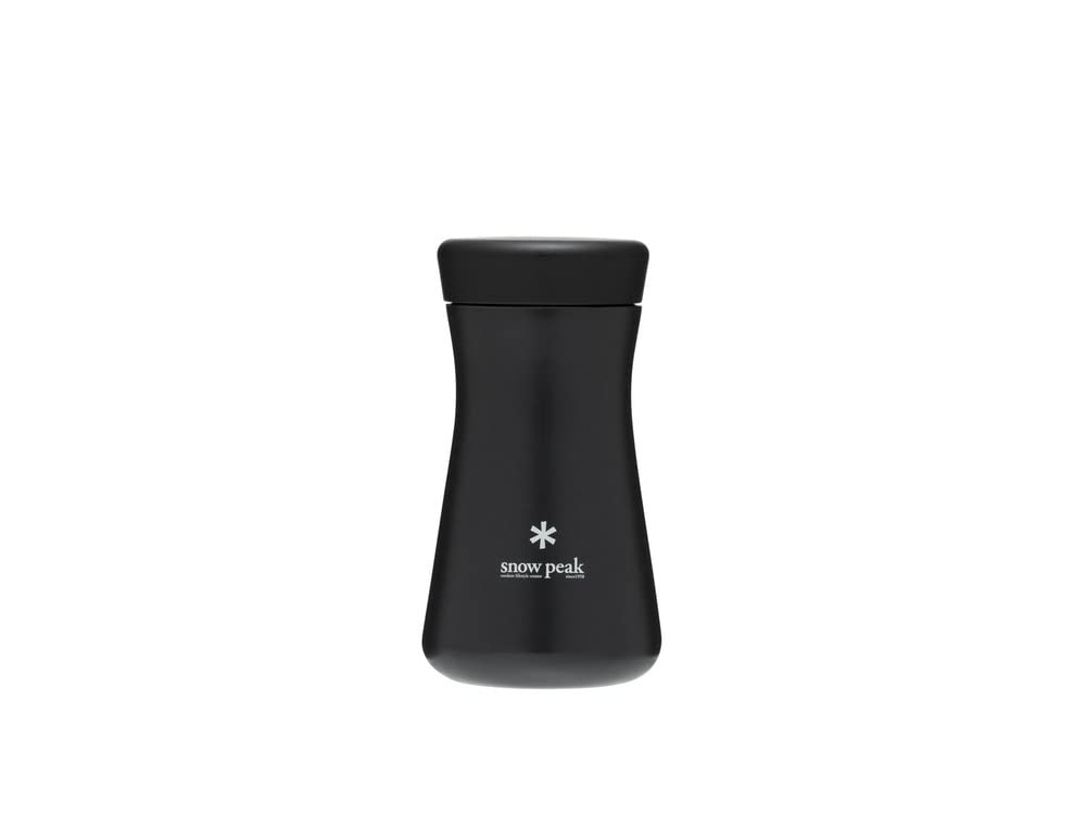 Snow Peak's Tsuzumi Bottle 350, TW-350BK, Stainless Steel, Vacuum-Sealed, Double-Walled, Made in Japan, Lifetime Product Guarantee, Lightweight for Camping & Everyday Use, Black