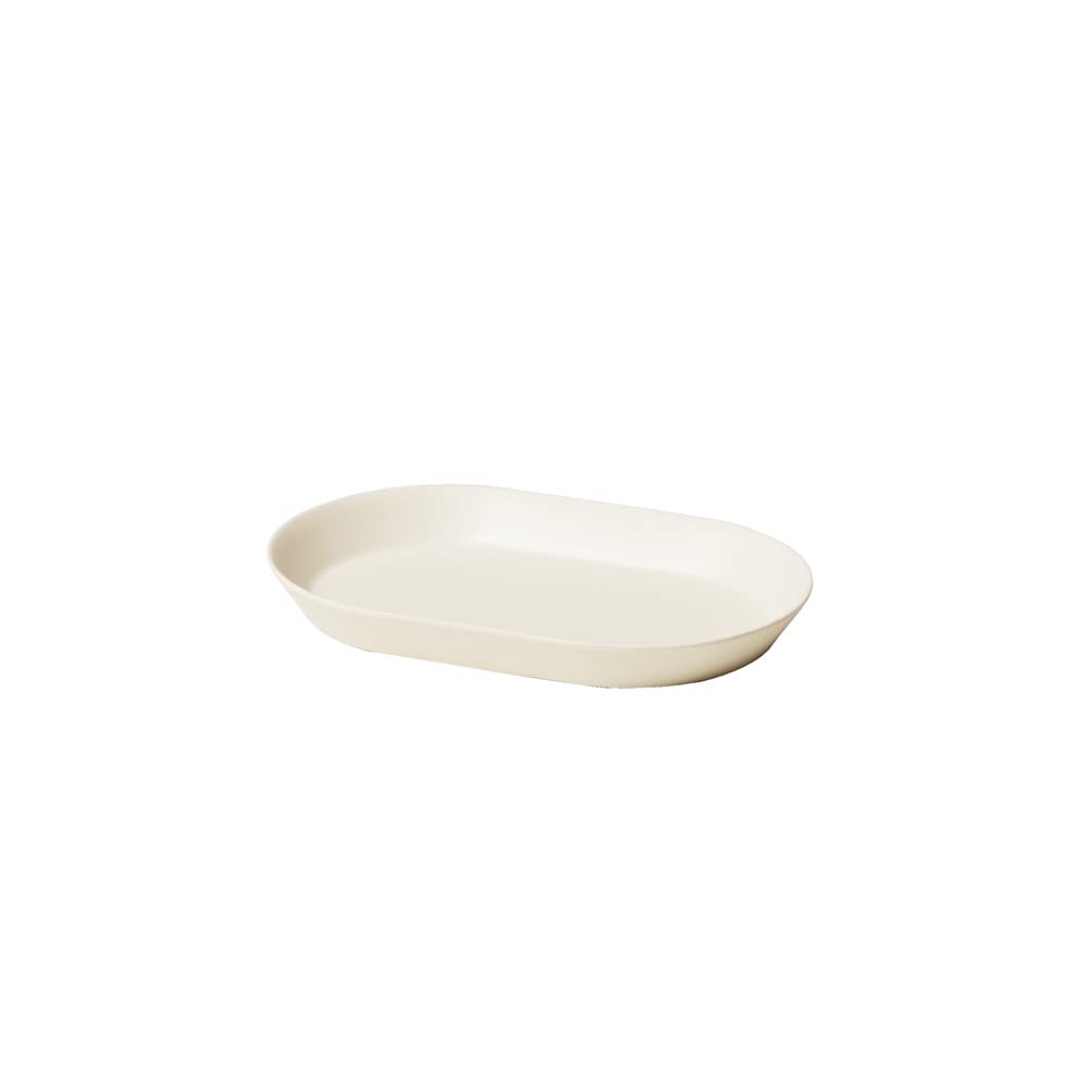 ideaco Oval Flat Plate, 7.1 inches (18 cm), Oval Sand White, usumono plate 18 oval