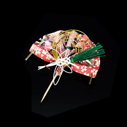 Mizuhiki Yuzen Fan (with Toothpick) - Crane