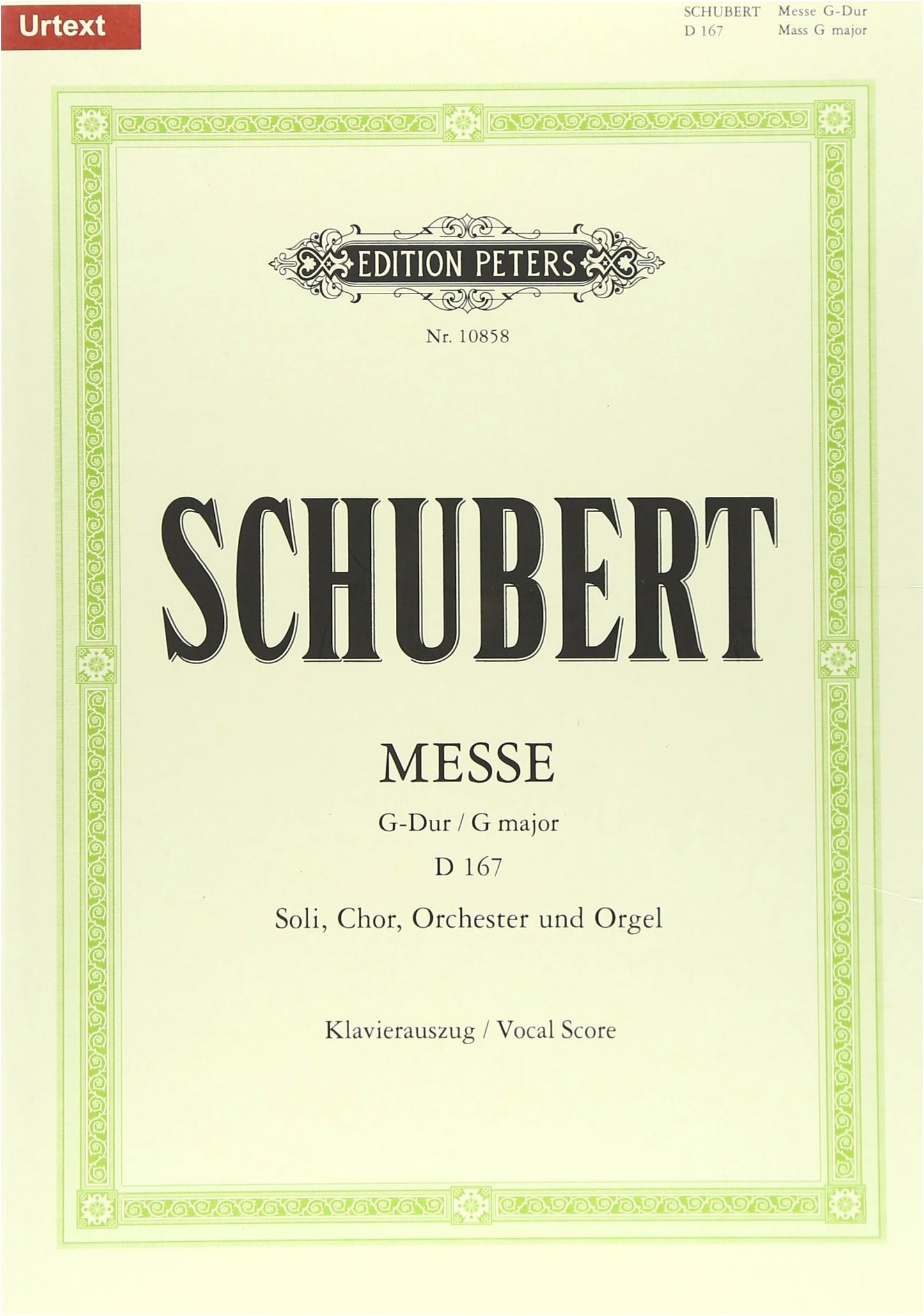Schubert: Mass No. 2 in G Major, D. 167 (Latin) - New Peters Edition for Choir