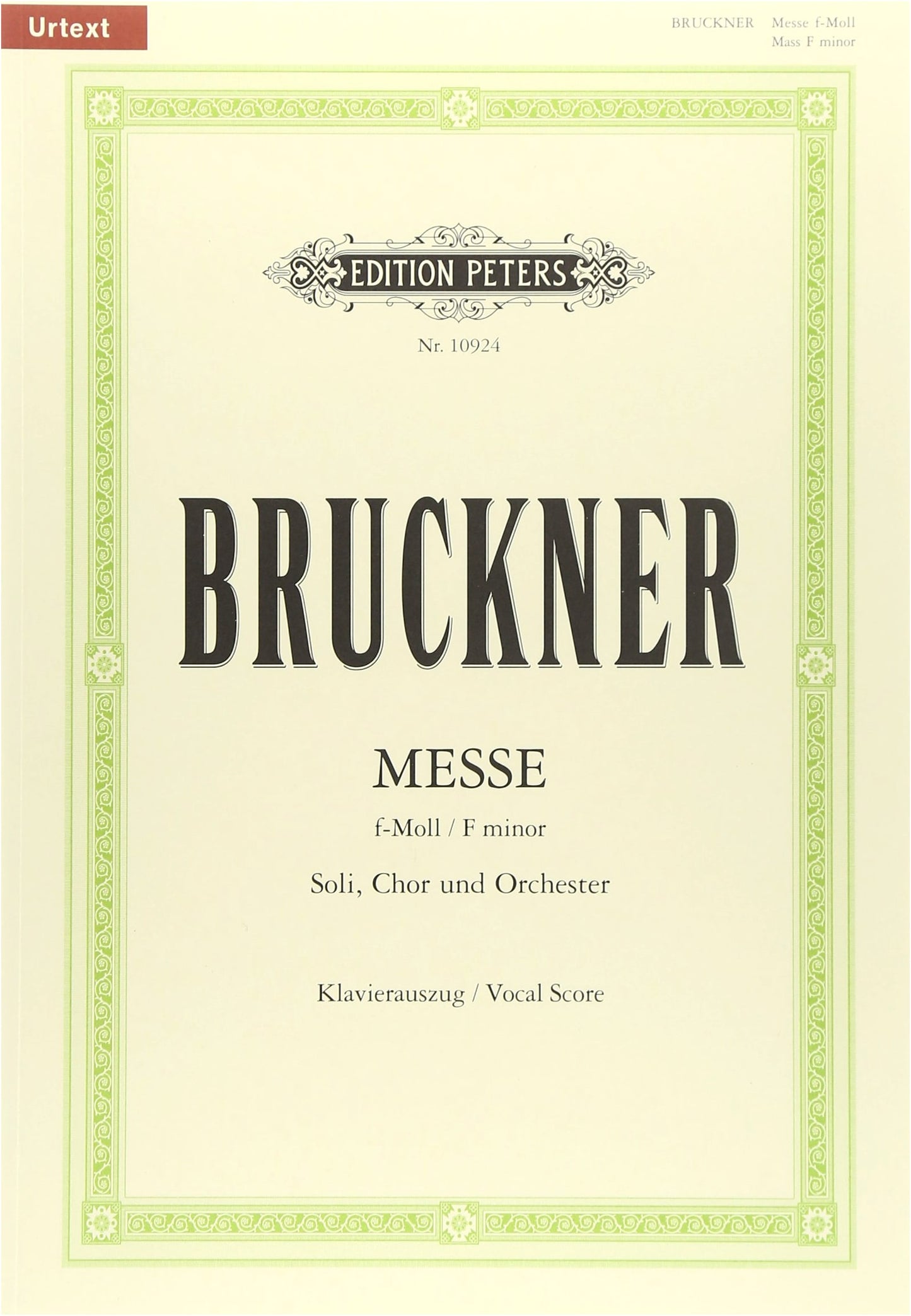 Bruckner: Mass No. 3 in F Minor, Choral Sheet Music (Peters Edition)