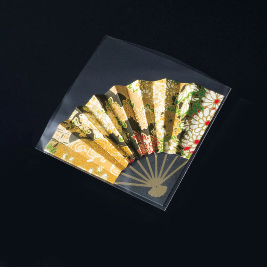Fudeko Decorative Fan Picks – Gold Yuzen Pattern (Pack of 50, Made in Japan)