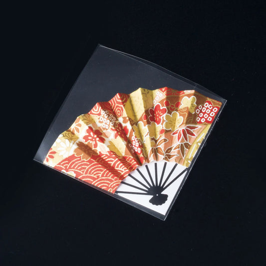 Fudeko Decorative Fan Picks – Red Yuzen Pattern (Pack of 50, Made in Japan)