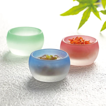 Usugiri Frosted Glass Small Bowl – Green Gradient (Approx. φ6.6×H3.8cm)