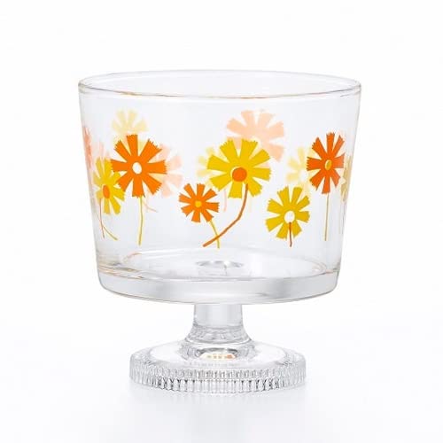 ADERIA 1960 Aderia Retro Dessert with Stem, Deep Glass, Alice, 9.1 fl oz (285 ml), Includes Gift Box, Made in Japan, Showa, Glass, Tableware, Stylish, Cute, Floral Pattern, Parfait, Sweets, Fruits,
