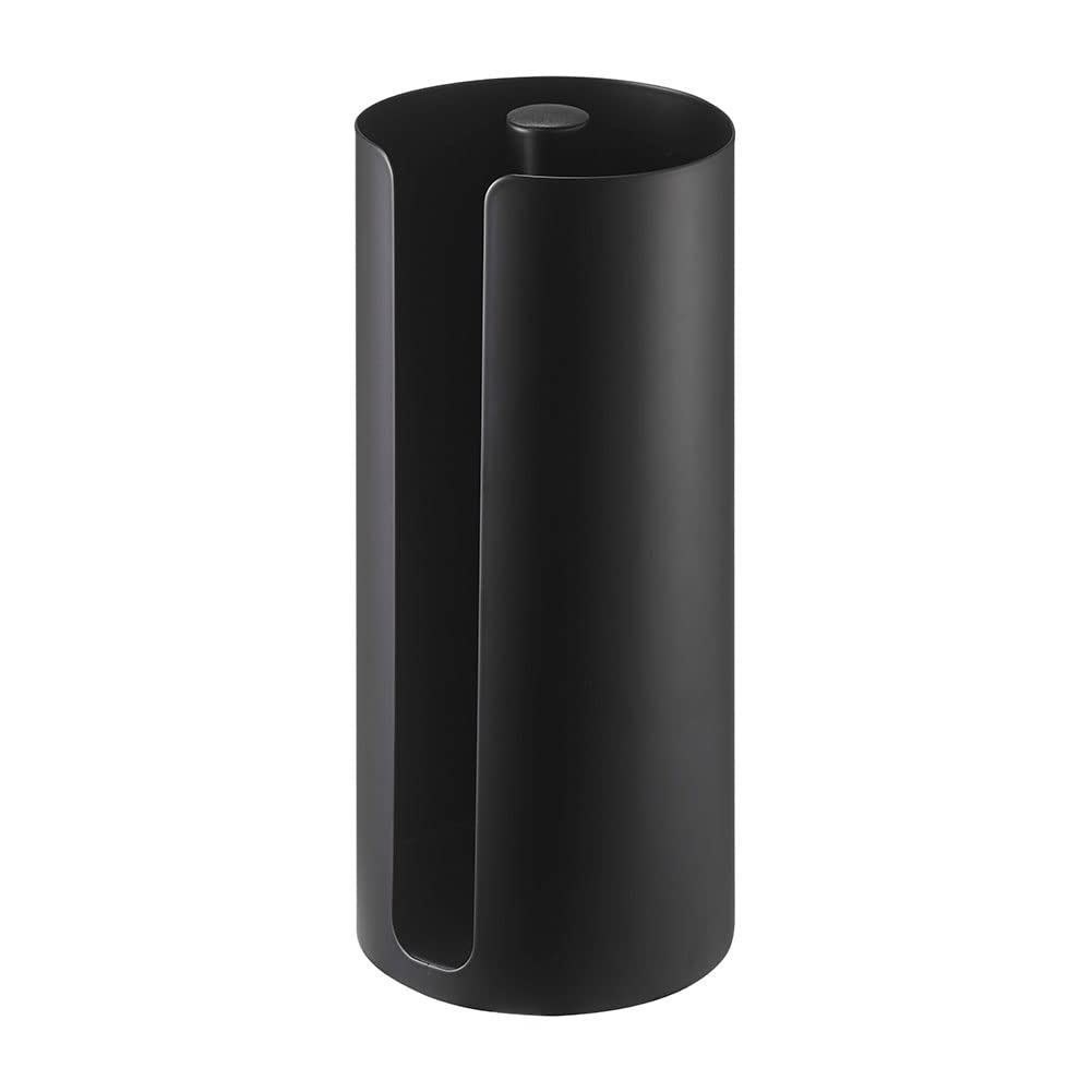 Yamazaki Industries 5572 Hidden Kitchen Paper Holder, Black, Approx. W 4.5 x D 4.5 x H 9.6 inches (11.5 x 11.5 x 24.5 cm), Tower, Easy Cut, Kitchen Roll Holder