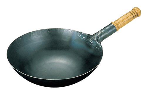 Yamada Iron Hammered Wood Pattern Wok 15.4 inches (39 cm)