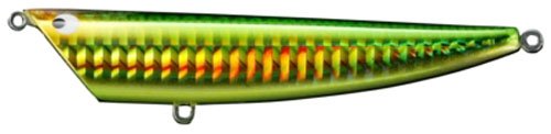 TackleHouse Minnow Tuned K-Ten TKRP Swimming Ripple Popper 3.5 inches (90 mm), 0.4 oz (12 g), SH, Yellow/Green #107 TKRP90