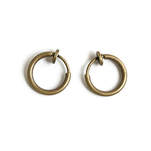 NBK Hoop Earrings 5 Pairs Outside Diameter 11 mm Antique Gold ke169 – AG