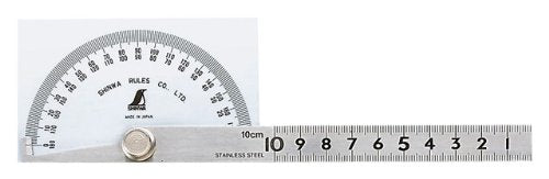 Shinwa Sokutei 62928 Protractor, 2.2 x 3.7 inches (55 x 94 mm), Square Type, Rod 3.9 inches (10 cm), Scale No. 183, Silver
