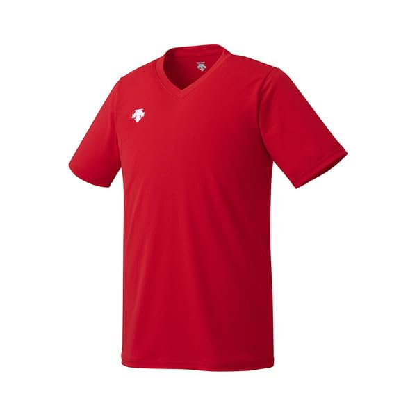 Descente DSS-4321 Volleyball Unisex V-Neck Short Sleeve Game Shirt, RED (DSS-4321B), 140