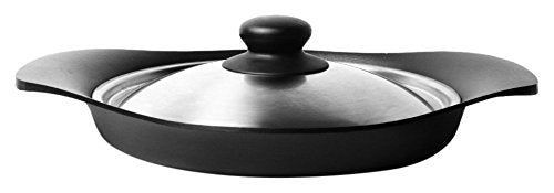 Sori Yanagi Nambu Ironware Grill Pan with Simple Design and High Practicality, Made in Japan, Stainless Steel Lid Included, Induction Compatible