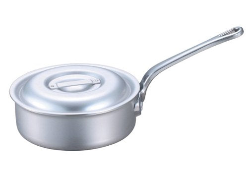 EBM Paint Aluminum Professional Chef Shallow Single Handle Pot with Scale 21cm Silver