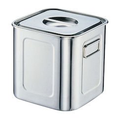 三宝産業 Sanho Sangyo AKK06028 Deep Square Kitchen Pot with Hands, 11.2 inches (28.5 cm), 18-8 Stainless Steel, Japan