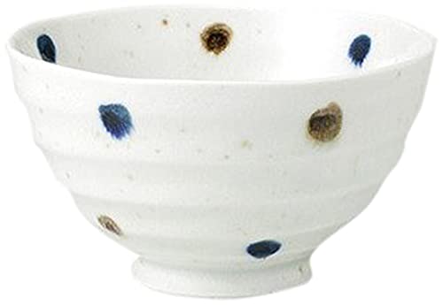 せともの本舗 Set of 10 Dots, Blue, Chazuke Bowl, 5.1 x 3.0 inches (13 x 7.5 cm), 9.5 oz (270 g), Multi-Purpose Bowl, Restaurant, Inn, Japanese Tableware, Restaurant, Commercial Use
