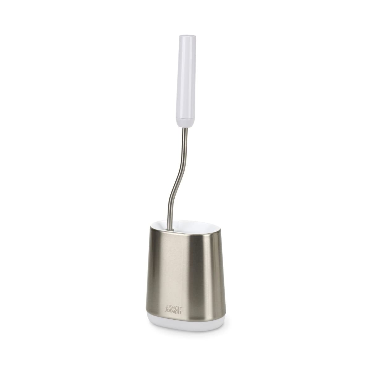 Joseph Joseph Flex Lite Silicone Toilet Brush with Slimline Holder Set, Flexible Head, drip, Anti-Clog deep Clean - Stainless Steel