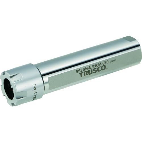 TRUSCO SSL1-ER16M-105 Straight Shank Collet Holder for NC Lathe ERM Collet Holder with Flat, SSL Type (inch) Shank Diameter 1, Total Length 50.2 inches (128 cm), For ER16