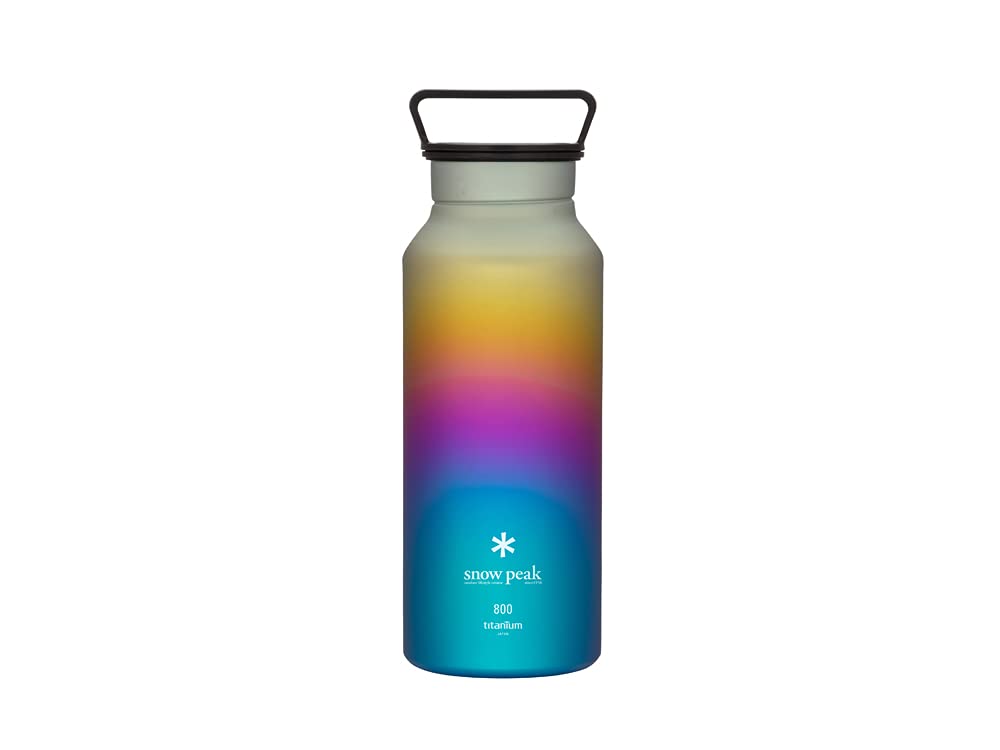 Snow Peak Titanium Aurora Bottle, Durable, Lightweight, Camping, Hiking, Backpacking Water Bottle, Rainbow, 800ml