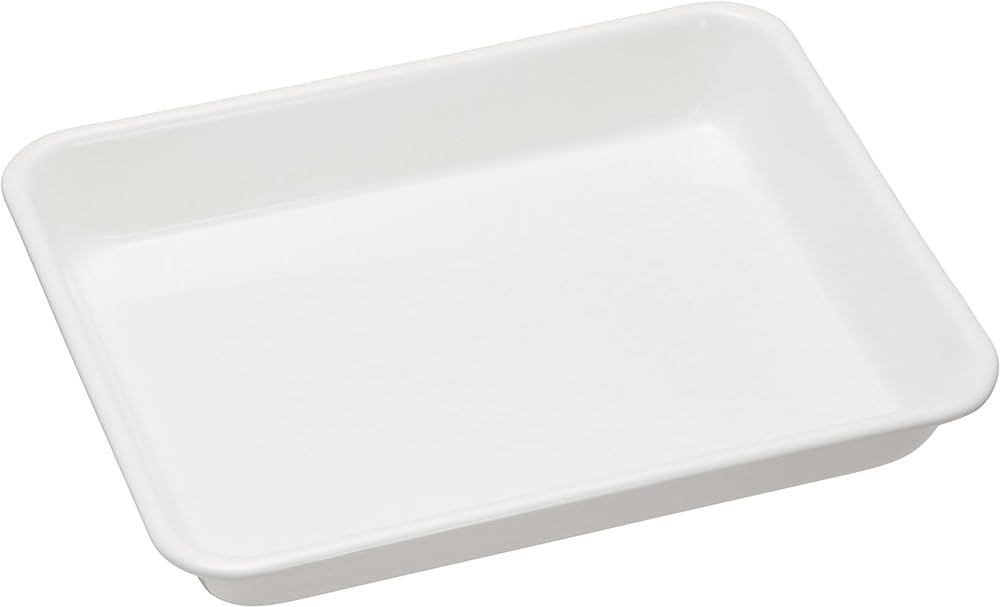 Nodahoro VA-24W Enameled Bat, Heat Resistant, 8.1 x 6.3 x 1.2 inches (20.5 x 16.0 x 3.0 cm), Tray, Cooking, Made in Japan, Cabinet, White