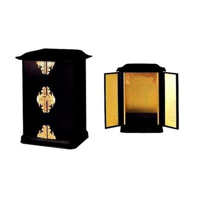 Kitchen Mini Buddhist Altar, Large, Black (Inner Gold)