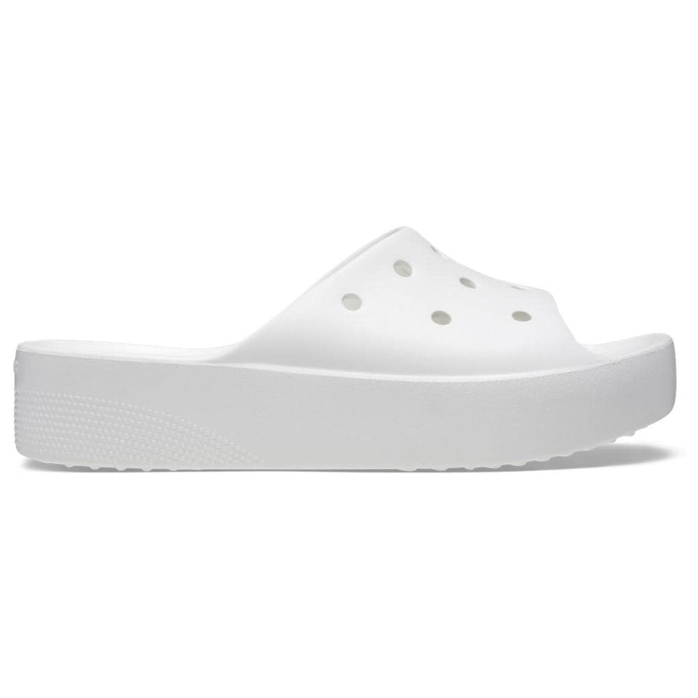 Crocs Women's Classic Platform Slide | Platform Sandals, White, 9 Women