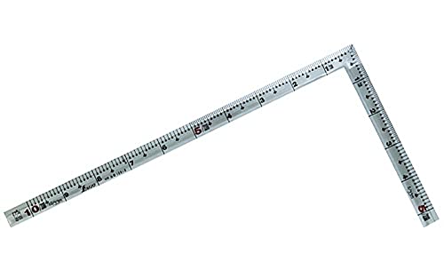 Shinwa Sokutei 10618 Curved Scale for Carpentry Back Angle Scale with Red Numbers, Silver, 1 Scale