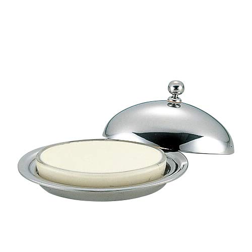 Sanho Sangyo 03101200 Serving Cutlery, Silver, 5.1 x 3.7 x 2.8 inches (13 x 9.5 x 7 cm), Royal Butter Dish, Oval