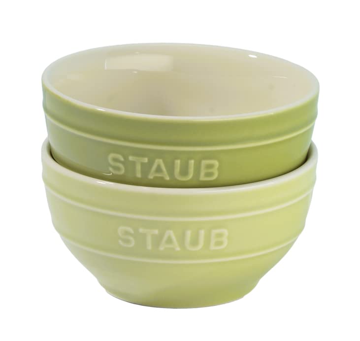 Staub Ceramic Bowl, 4.7 inches (12 cm), Set of 2, Macaron Green, Microwave Safe