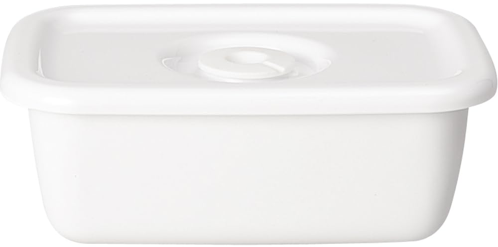 Nodahoro WFM-S Storage Container, Enamel, Heat-Resistant, Rectangle, Deep, Small, With Airtight Lid, White Series, Made in Japan